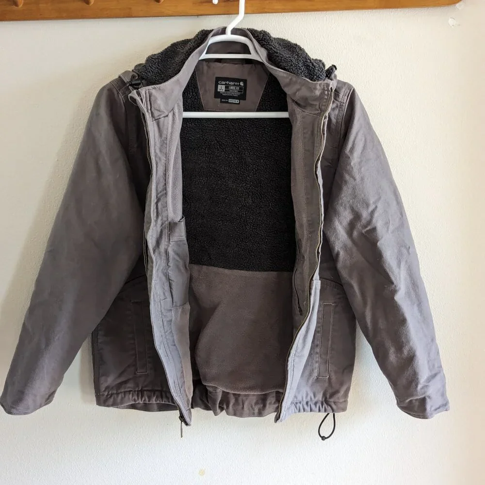 Carhartt Ladies Full Swing Loose Fit Washed Duck Sherpa Lined Jacket - L (12-14) - Picture 2 of 9